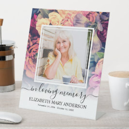 In Love Memory Moody Floral Beerdigung Foto Sockelschild