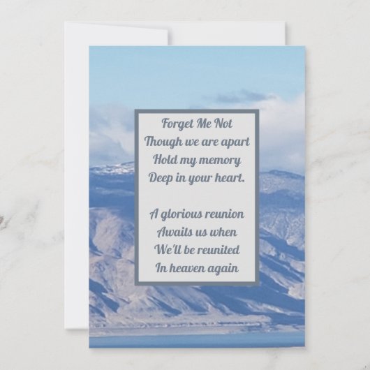 In Love Memory Mountains Foto Memorial Card Einladung (Rückseite)