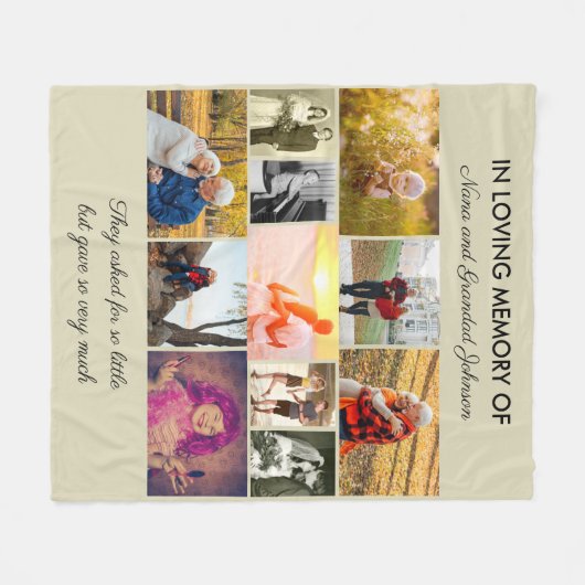 In Love Memory Natural Foto Collage Fleecedecke (Vorderseite (Horizontal))