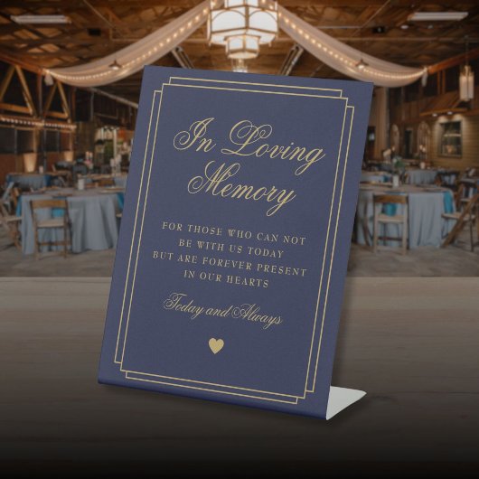 In Love Memory Navy Blue and Gold Memorial Sockelschild