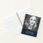 In Love Memory | Navy Blue Modern Memorial Foto Notizblock (Innenseite)