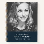 In Love Memory | Navy Blue Modern Memorial Foto Notizblock (Vorderseite)