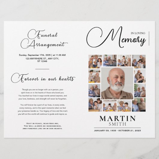 In Love Memory Obituary Foto Collage Beerdigung Flyer (Vorne)