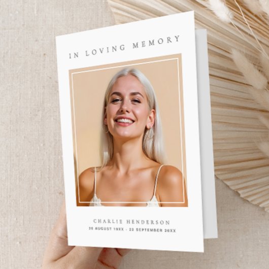 In Love Memory Obituary Minimalistisch Beerdigung Programm