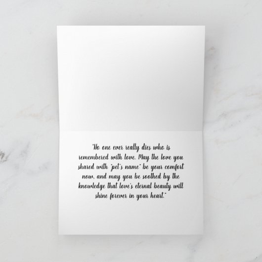 In Love Memory of a Pet Paw with Wings Karte (Innenseite)