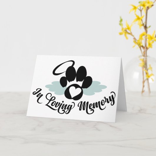 In Love Memory of a Pet Paw with Wings Karte (Gelbe Blume)