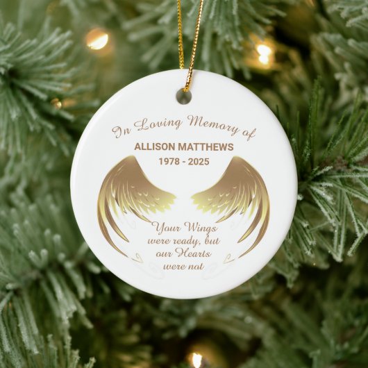 In Love Memory of Foto Wings Memorial Keramik Ornament (Baum)