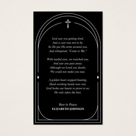 In Love Memory of Funeral Memorial Card Foto (Rückseite)