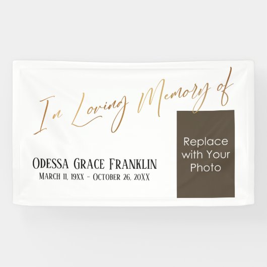 In Love Memory of Gold on White mit Foto Space Banner (Horizontal)