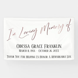 In Love Memory of Rose Gold Moderne Handschrift Banner