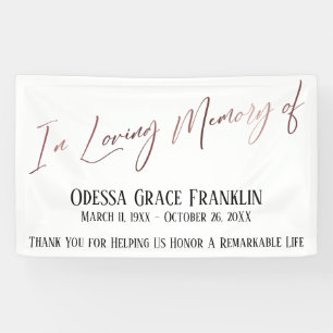 In Love Memory of Rose Gold Moderne Handschrift Banner