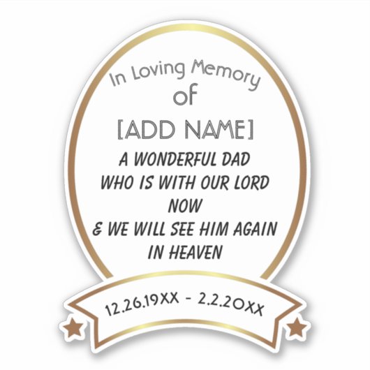 In Love Memory of Vater [ADD NAME] Car Sticker (Vorderseite)