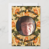 In Love Memory Orange Rose grenzte Foto Gedicht Einladung (Vorderseite)