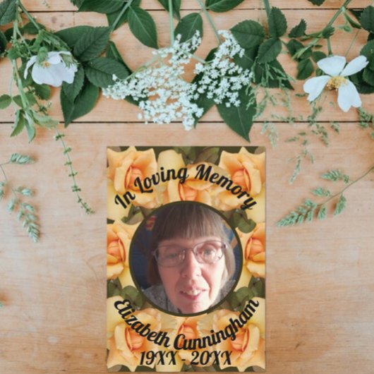 In Love Memory Orange Rose grenzte Foto Gedicht Einladung