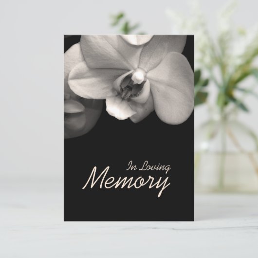 In Love Memory Orchid Sepia Beerdigung Ankündigung (Stehend Vorderseite)