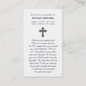 In Love Memory Pansy Blume Sympathy Card Visitenkarte (Rückseite)