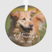 In Love Memory - Paw Prints Pet Dog 2 Foto Ornament (Rückseite)