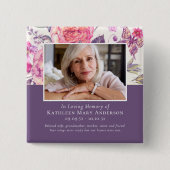 In Love Memory Peony Foto Tribute Button (Vorderseite)