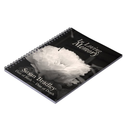 In Love Memory Peony Funeral NoteBook Notizblock (Linke Seite)