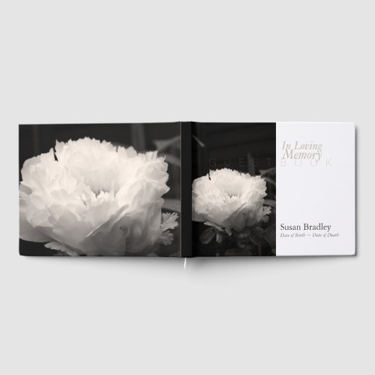 In Love Memory Peony Funeral White Guest Book Gästebuch (Voll)