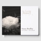In Love Memory Peony Funeral White Guest Book Gästebuch (Vorderseite)
