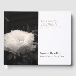In Love Memory Peony Funeral White Guest Book Gästebuch