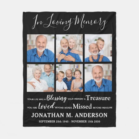 In Love Memory Personalisiert 6 Foto Memorial Fleecedecke (Vorderseite)