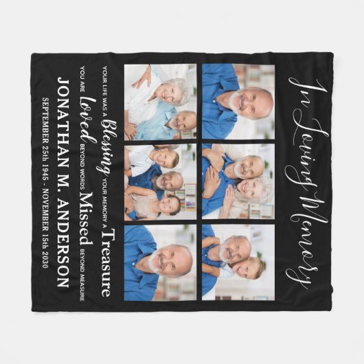 In Love Memory Personalisiert 6 Foto Memorial Fleecedecke (Vorderseite (Horizontal))