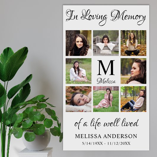In Love Memory Personalisiert Foto Beerdigung Poster