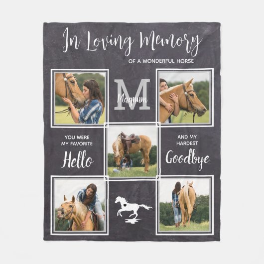 In Love Memory Pet Horse Memorial FotoCollage Fleecedecke (Vorderseite)