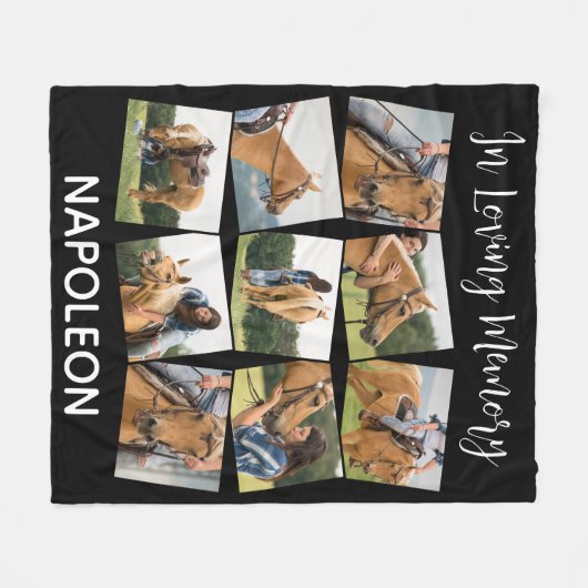 In Love Memory Pet Memorial Pferd FotoCollage Fleecedecke (Vorderseite (Horizontal))