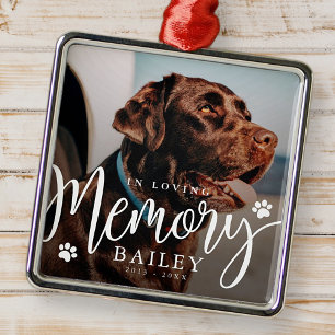 In Love Memory Pet Paw Memorial Modernes Foto Ornament Aus Metall