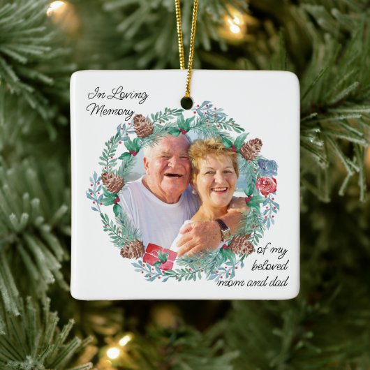 In Love Memory Pine Cone Kranz Foto Keramikornament (Baum)