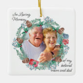 In Love Memory Pine Cone Kranz Foto Keramikornament (Vorderseite)