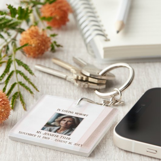 In Love Memory Pink Beerdigung Memorial Schlüsselanhänger (Vorderseite rechts)