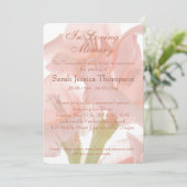 In Love Memory - Pink Blume Memorial Service Einladung (Stehend Vorderseite)