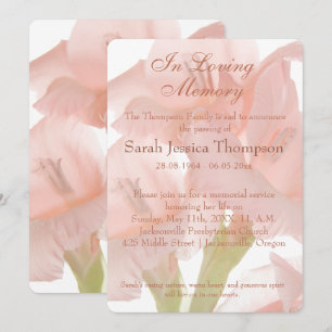 In Love Memory - Pink Blume Memorial Service Einladung