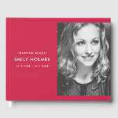 In Love Memory | Pink Feminine Memorial Foto Gästebuch (Vorderseite)