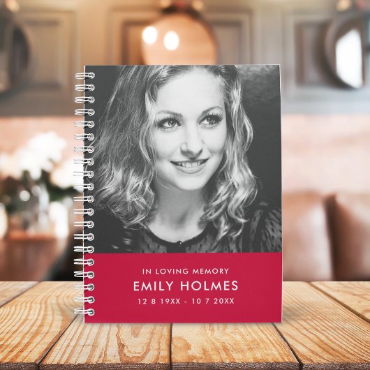 In Love Memory | Pink Feminine Memorial Foto Notizblock