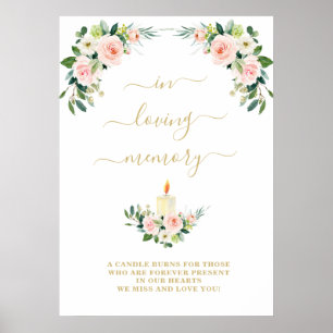 In Love Memory Pink floral Memorial-Zeichen Poster