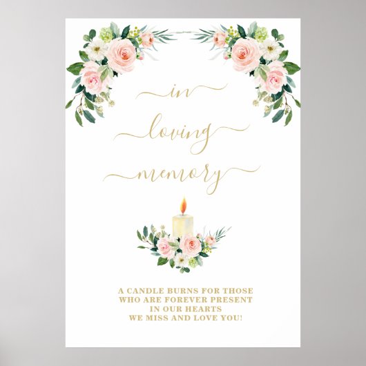 In Love Memory Pink floral Memorial-Zeichen Poster (Vorne)