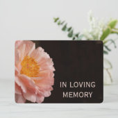 In Love Memory Pink Peony Einladung (Stehend Vorderseite)