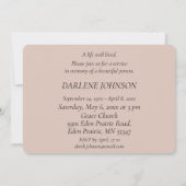 In Love Memory Pink Peony Einladung (Rückseite)