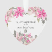 In Love Memory Pink Poinsettia Herz geformt Orna Ornament (Vorderseite)