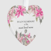 In Love Memory Pink Poinsettia Herz geformt Orna Ornament (Vorderseite)