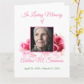 In Love Memory | Pink Roses Beerdigung Programm (Gelbe Blume)