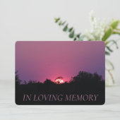 In Love Memory Pink Sunset Einladung (Stehend Vorderseite)