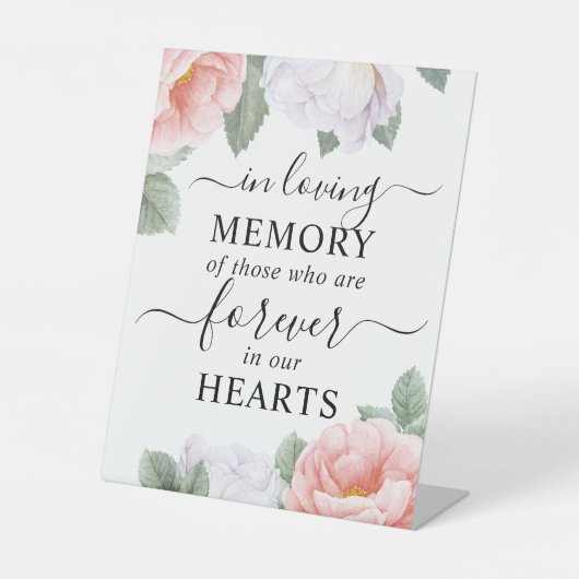 In Love Memory Pink White Floral Sockelschild (Vorderseite)