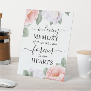In Love Memory Pink White Floral Sockelschild