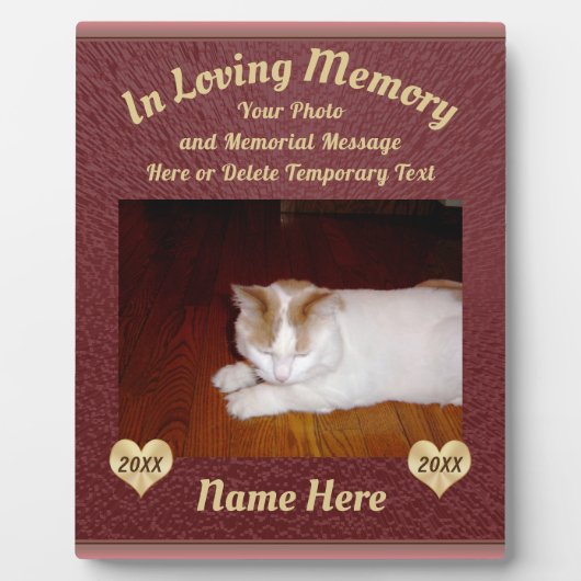 In Love Memory Plaque mit FOTO und TEXT Fotoplatte (Vorderseite)